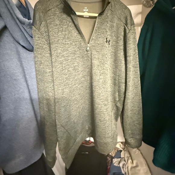 Under Armour Army/Military Green Quarter Zip Up Sweater. Size Lg - Loose Fit - Picture 3 of 6